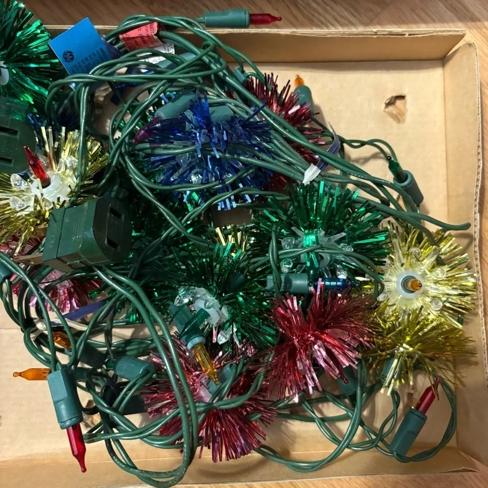 Vintage GE Merry Midget 20 Tinsel Lights 1970s Christmas String Multi Color